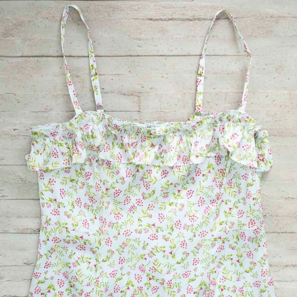 NWT J. Crew Ruffle Stretch Silk Dress in Wisp Floral color Pale Cloud si… - Picture 5 of 8